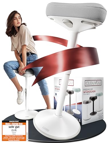 CLOUVOU Nexus Bürohocker ergonomisch [ORIGINAL] Stehhocker höhenverstellbar von 57cm bis 82cm - Ergonomischer Hocker Büro - Wackelhocker zur Stärkung des Rückens - Ergonomische Stehhilfe Büro