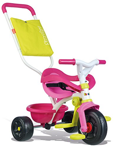 Smoby - Be Fun Komfort Dreirad (rosa) – für Babys und Kinder ab 10 Monaten - verstellbares Kinderdreirad mit Schubstange und praktischem Zubehör