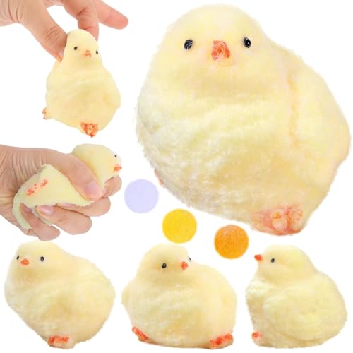 6 handgemachte Plüschspielzeug für Küken, Silikon Kompression und Stress Relief Spielzeug, Quetsch Spielset süße Anti Stress Spielzeug für Kinder, taba Squishy, Squishy（Huhn）