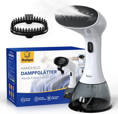 Rolipo Dampfglätter, 400ML Steamer Wassertank Dampfbürste Faltenentferner, für Zuhause, Büro, Reisen, Weiß