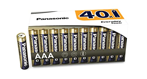 Panasonic Everyday Power, AAA Alkaline Batterien, 40er Pack, plastikfreie Verpackung, Micro/LR03, Amazon Exclusive