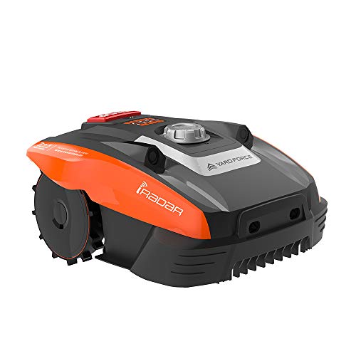 Yard Force Mähroboter COMPACT 280R, geeignet für Rasenflächen bis zu 300 qm-mit iRadar Ultraschallsensor, Kantenschneide-Funktion, Regensensor und bürstenloser Motor, 20 V, schwarz/orange