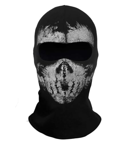 WEWOM Sturmmaske Totenschädel mit 2 Öffnungen für die Augen Schwarz (Ghost)