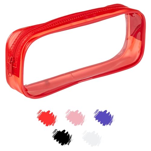 Soul Projekt Rot Klare Federmäppchen Durchsichtige, Stocking Stuffers, Mäppchen PVC Rund für Frauen Studenten, Federtasche Pinseltasche Schule, Toilettenartikel Kosmetiktaschen, Uni und Büro