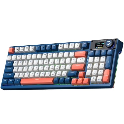 GAMEPOWER Gasket Elite X Kabellose Mechanische Gaming Tastatur, 95 Tasten, Triple Mode (Wireless, Bluetooth, Kabel), RGB, 4000mAh Akku, Lineare Switches, Smart Display, QWERTZ, Hot swap