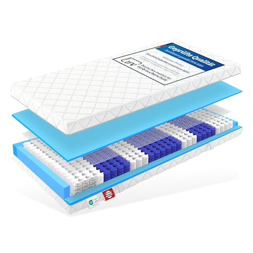 Matratzen Perfekt 7-Zonen Taschenfederkern Köln 100x200 cm 20 cm Höhe Härtegrad H5 Orthopädisch mit exzellenter Punktelastizität Waschbarer Bezug (bis 60°C) Allergikerfreundlich