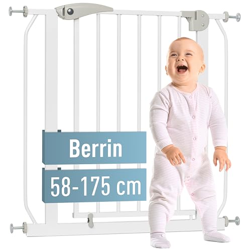 ib style® Berrin ! PREISSIEGER ! Treppengitter 58-175 cm | Ohne Bohren |Auto-Close| 90° Stop | Einhand Bedienung | 68-76 cm