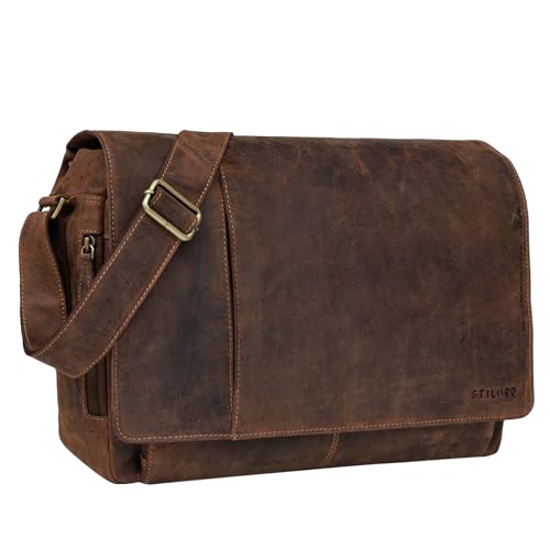 STILORD 'Elias' Echtleder Umhängetasche 15.6 Zoll - der verbesserte Klassiker - Vintage Lifestyle 2.0, Farbe:calais - braun