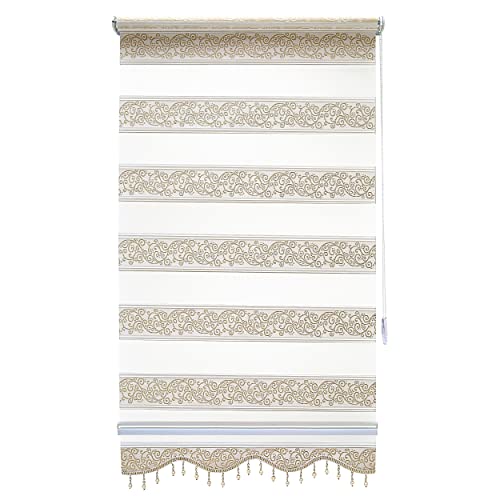 Doppelrollo Duorollo Fensterrollo Zebra Perde Gold Glitzer Effekt Klemmfix Retro 70 x 200 cm Stoffbreite 66cm Springrollo Raffrollo Jalousien