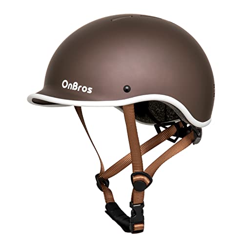 OnBros Fahrradhelm Herren, Fahrradhelm Damen Retro Helm Frauen Skaterhelm Urban Commuter Helm Fahrradhelm, Verstellbarer Helm 56-61CM