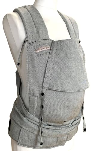Babytrage Fräulein Hübsch SoftTai V2 Halfbuckle in Silver für Neugeborene ab Geburt bis Kleinkindalter (Gr. 50/56-80/86) - ergonomisch wie im Tragetuch - Bauch- und Rückentrage - 100% Biobaumwolle