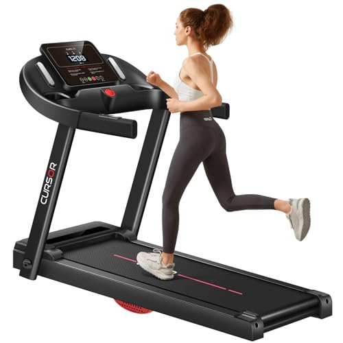CURSOR FITNESS Laufband Für Zuhause Klappbar 14KM/H,Laufbänder mit Herzfrequenzmonitor, APP und Aufgerüsteter leiser Motor, Treadmill for Home mit 12 Trainingsprogrammen,Max Belastung 136KG