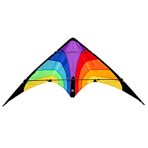 Wolkenstürmer® Kinder Lenkdrachen Fancy (bunt) - Flugfertig ink. 2x25m Flugleinen - Flugdrachen mit Glasfaser-Gestänge - Einsteigerlenkdrachen