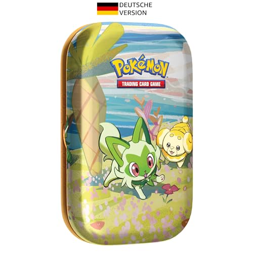 Pokémon-Sammelkartenspiel: Mini-Tin-Boxen Paldea-Freunde – Felori (2 Boosterpacks, 1 Bildkarte & 1 Stickerbogen) Deutsche Version