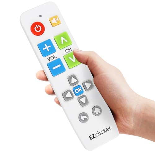 EZclicker Samsung TV-Fernbedienung | Universal-Fernbedienung mit großen Tasten, einfach zu bedienen, nur kompatibel mit Samsung-Fernsehern (2 AAA-Batterien nicht im Lieferumfang enthalten) (weiß)