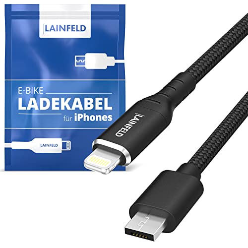 LAINFELD E-Bike Ladekabel für Bosch Intuvia Kiox Nyon | iPhone Lightning Anschluss | Micro USB Kabel für E-Bike Display 35 cm | eBike Zubehör…