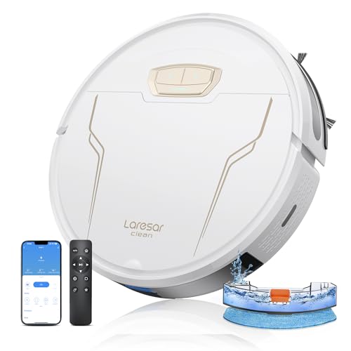 Laresar Clean Saugroboter, 4000Pa Saugroboter mit Wischfunktion, 3-in-1 Staubsauger Roboter 150 Min. Laufzeit, mit App-Steuerung und WLAN,Ideal für Hartböden, Teppiche & Tierhaare