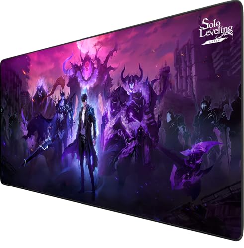Solo Leveling XXL Anime-Mauspad, groß, wasserfest, mit Gummibasis, rutschfest, strukturierte Oberfläche, ideal für Computer und PC, Maße 800 x 300 mm