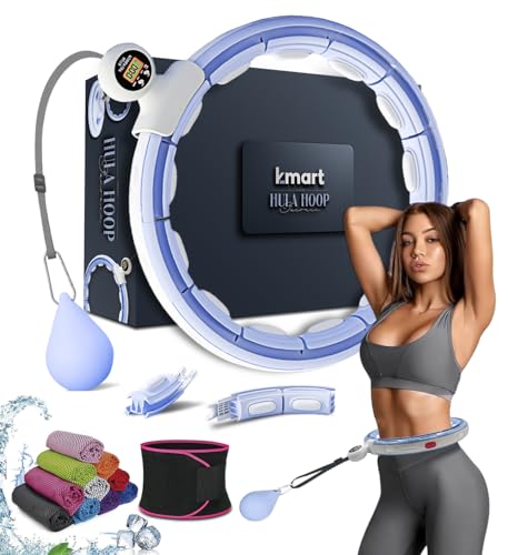 K-MART Smart Weighted Hula Ring Hoops, Hula Circle 28 Abnehmbarer Fitnessring mit 360 Grad Auto-Spinning Ball Massage, Gymnastik, Erwachsene Fitness für Gewichtsverlust (Blau)