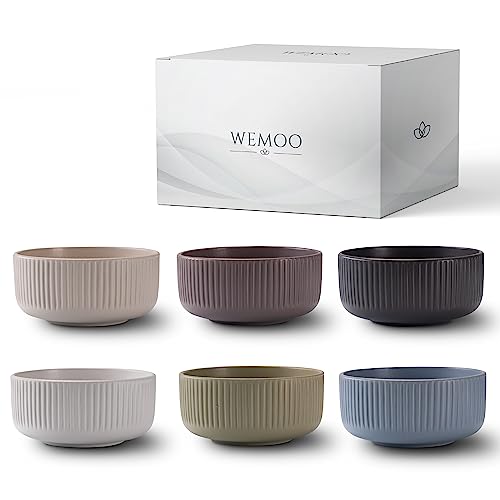 WEMOO Müslischalen Set (6 x 850ml) - Extra Groß für Müsli, Suppen & Bowls - Müslischale - - Schüssel - Schalen Set