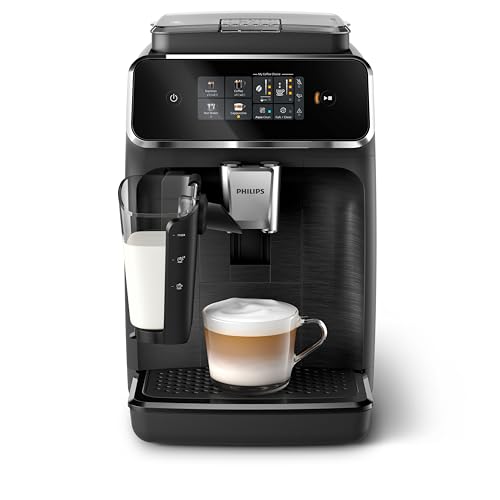 Philips 2300 Series Vollautomatische Espressomaschine - 4 Getränke, Modernes Farb-Touchscreen-Display, LatteGo-Milchsystem, SilentBrew, 100% Keramikmahlwerk, AquaClean Filter. Mattschwarz (EP2330/10)