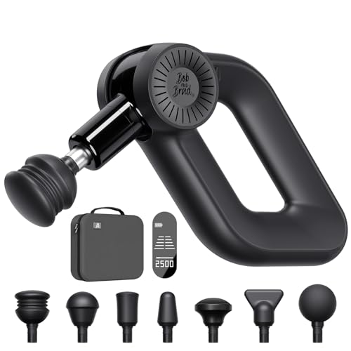 Bob and Brad D6 Pro Massagepistole mit 16mm Amplitude, Percussion Massage Gun Muskel Massagegerät, Massage Pistole mit 2500mAh Akku und 7 Massageköpfen für Schulter Rücken Bein Muskelentspannung
