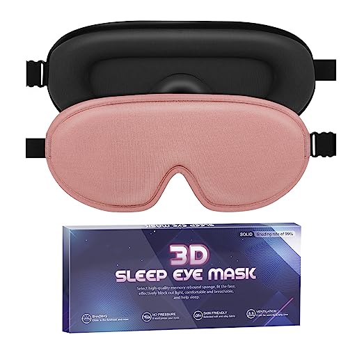 Riqiaqia 2 Pack Schlafmaske, 3D Eis Seide Schlaf Augenmaske, Männer und Frauen Vollschatten Schlafmaske, weich und atmungsaktiv, verstellbarer Riemen, geeignet für Reisen, Schlaf (Schwarz + Gold)