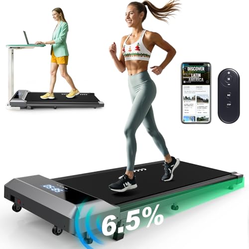 ORISYN Laufband für Zuhause, 6.5% Steigung Walking Pad kompatibel mit App, Doppelsteuerung über Fernbedienung oder App, LED-Anzeige, Kompaktes Laufband Schreibtisch für Zuhause und Büro