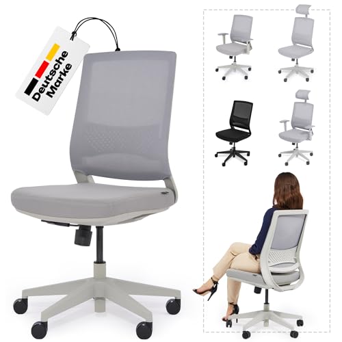 VALKENSTOL M2 Bürostuhl Ergonomisch ohne Armlehne ohne Kopfstütze Ergonomischer Bürostuhl Grau Schreibtischstuhl Bürostühle Ergonomic Office Chair