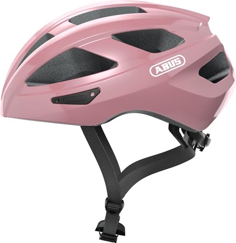 ABUS Rennradhelm Macator - sportiver Fahrradhelm für Einsteiger - auch für Zopfträger/-innen - für Damen und Herren - Rosa Glänzend, Größe L