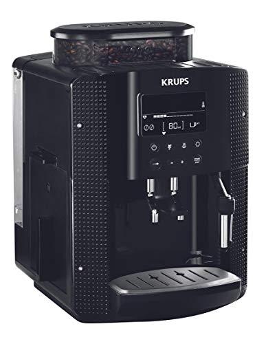 Krups EA8150 Kaffeevollautomat Essential Espresso | 1450 Watt | 1,7 Liter Wassertank | 15 bar | LCD-Display | 3 Temperaturstufen + 3 Mahlgrade | Schwarz