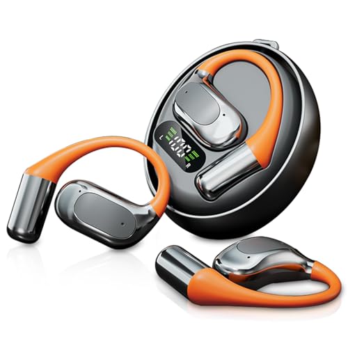 Moorstdel Open Ear Kopfhörer, 5.4 Bluetooth Kopfhörer Kabellos, Ki übersetzer kopfhörer, übersetzungskopfhörer Translator Earbuds, Open Ear Knochenschall Sport Kopfhörer für Laufen, Fitness