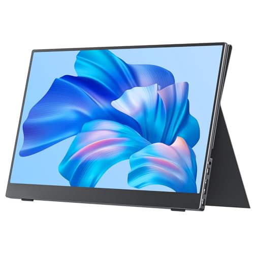 cocopar Tragbarer Monitor 15,6 Zoll 1080P Reisemonitor 85% sRGB mit Lautsprecher HDMI USB-C Externes Display für Laptop MacBook Surface PC Xbox PS4/5, VESA montierbar mit Cover Stand