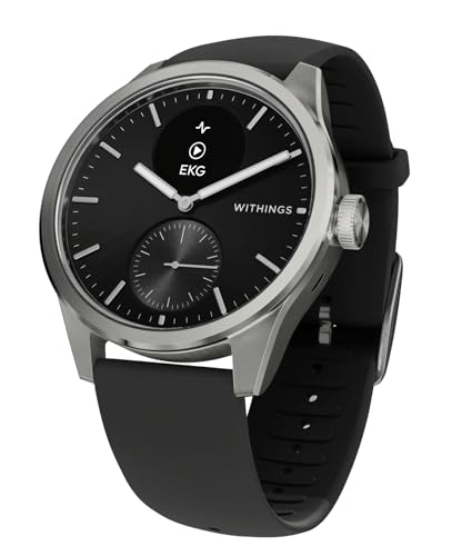 WITHINGS ScanWatch 2 - Connected Healthwatch, Herren Damen, EKG Elektrokardiogramm, SpO2, Temperatur, Schlaftracking, Atemwegsgesundheit, Aktivitäten, Kalorien, Wasserdicht, 30Tage Akku, Android iOS