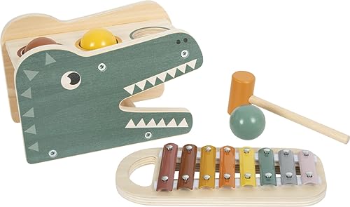 small foot Klopfspiel mit Xylophon „Safari“, Holzspielzeug zum Klopfen und Musizieren, für Kinder ab 12 Monaten, 12461
