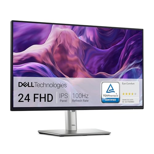 Dell P2425H 24 Zoll Full HD (1920x1080) Monitor, 100Hz, IPS, 5ms, 99% sRGB, USB-C, DisplayPort, HDMI, VGA, 4X USB, 3 Jahre Garantie, Schwarz