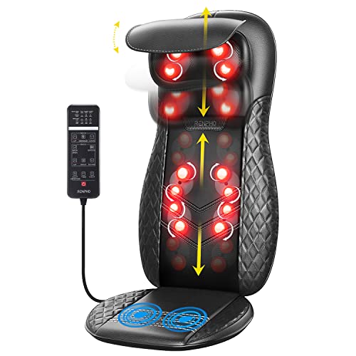 RENPHO Massagesitzauflage, Shiatsu Massageauflage Rückenmassagegerät mit DREI Massagezonen Wärmefunktion und Vibrationsmassage, Tiefenmassage Rollmassage für Nacken, Massagematte für Frauen, Männer