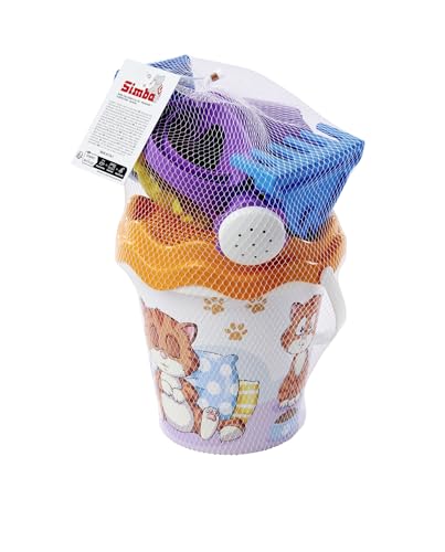 Katze Eimergarnitur, 6 Teile, Eimer, Sieb, Sandform, Schaufel, Rechen, Gießer, H:16cm, D:17cm