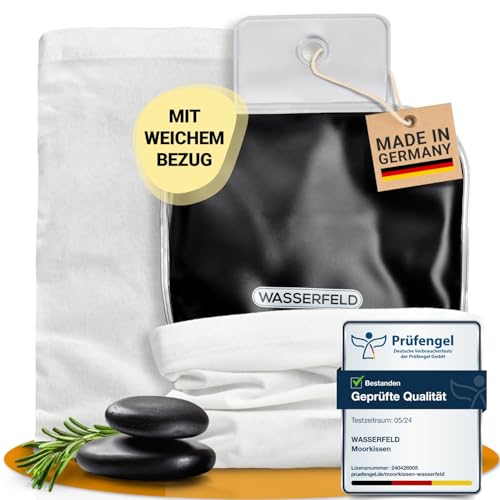 WASSERFELD® Moorkissen für Mikrowelle - Hochwertiges Wärmekissen Mikrowelle inkl. Bezug - Therapeutisches Moorkissen für Nacken, Schulter, Rücken & Bauch - Moor Wärmekissen gegen Verspannungen