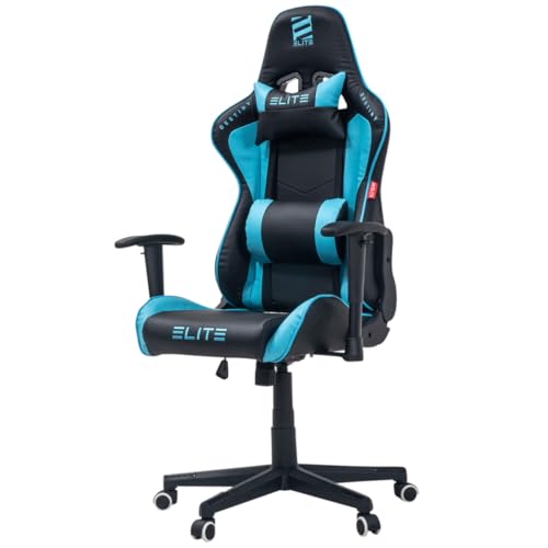 ELITE Gaming Stuhl MG200 Destiny | Ergonomischer Bürostuhl - Schreibtischstuhl - Chefsessel - Sessel - Racing Gaming-Stuhl - Gamingstuhl - Drehstuhl - Chair - Kunstleder Sportsitz (Schwarz/Blau)