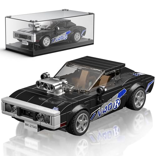 Mould King 27049 Technik Speed Champion Rennwagen Bausteine RT Sportwagen Klemmbausteine mit Acryl Vitrine Modellautos zum Sammeln (346 Teile)