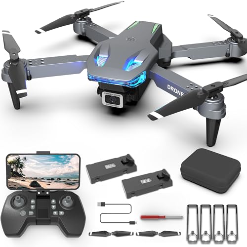 Wipkviey T28 Drohne mit Kamera für Anfänger, Faltbare-Quadcopter für Erwachsene, FPV RC-Drohnen mit 3D-Flips/Höhenhaltung/Gesten-Selfie/Wegpunktflug, Geschenke für Kinder Jungen/Mädchen, 2 Batterien
