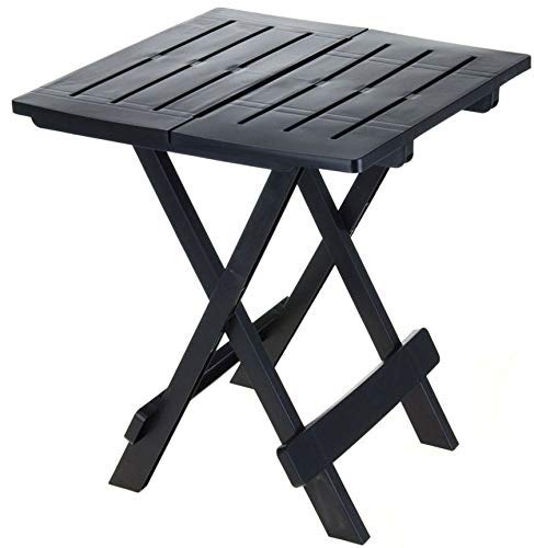 Spetebo Kunststoff Klapptisch Adige 45 x 43 cm - anthrazit - Garten Beistelltisch klappbar - Beistelltisch Campingtisch Teetisch Balkontisch Tisch klein