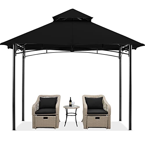 MASTERCANOPY 2,7 x 2,7 m Doppeldach Gartenpavillon Gartenlaube Pavillon für Garten, Hof, Schwarz