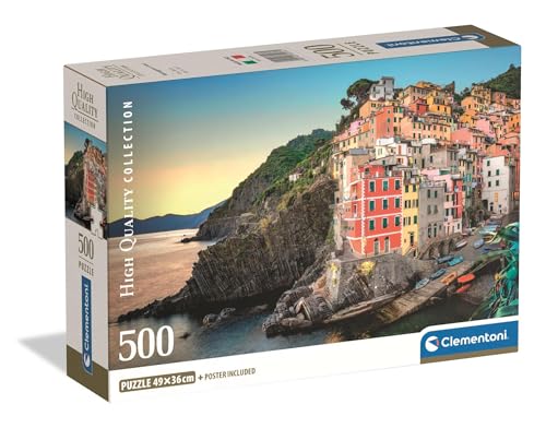 Clementoni Puzzle Collection - Riomaggiore Coast 500 Stücke, Compact Box - Puzzle für Erwachsene 14-99 Jahre, Geschenk für Mann und Frau, Made in Italy, 35576