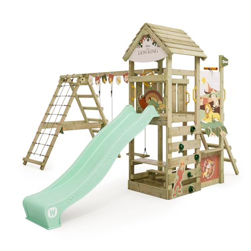 Disney's Der König der Löwen Story Spielturm von Wickey - Klettergerüst, Kletterturm, Gartenspielgerät für Kinder - Outdoor Garten Spielplatz aus Holz mit Sandkasten