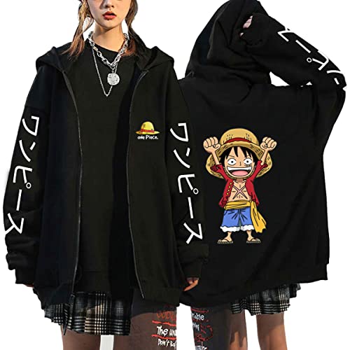 Forwacos Anime Hoodie Luffy Cosplay Jacke Kapuzenpullover Sweatshirt mit Kapuze Sweater für Unisex (Stil 1, Medium)