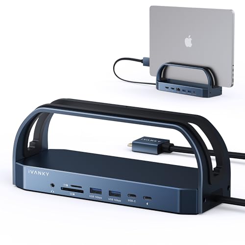 iVANKY 12-in-2 FusionDock 2 Vertikales Docking Station Stand für MacBook Pro mit 150W Netzteile, Dual 4K@60Hz Monitor Dock für Mac M3/M4 Pro/Max Display mit 2HDMI, 96W PD, 6 USB, Ethernet, SD/TF Audio