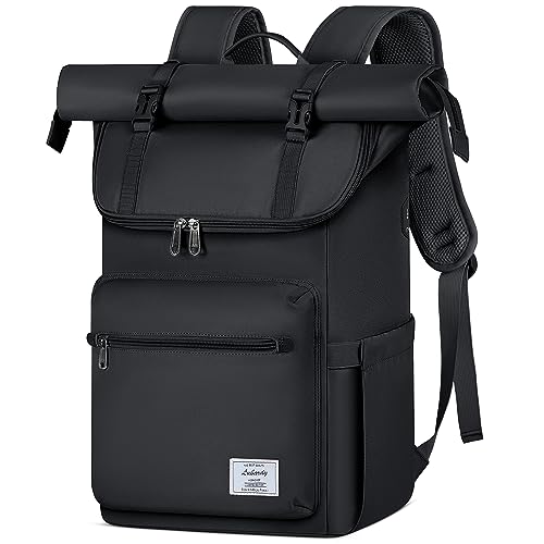 Lubardy Rolltop Rucksack Herren Damen Wasserdicht Rucksack Herren Laptop Rucksack 17,3 Zoll mit USB-Lochung Schulrucksack Daypacks für Uni Arbeit Reisen Freizeit