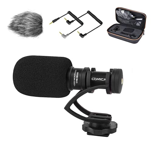COMICA Kamera Mikrofon, CVM-VM10II Video Shotgun Mikrofon Cardioid Richtmikrofon für Canon Nikon Sony Fuji Panasonic DSLR-Kamera, Camcorder und Smartphone - mit 3,5mm TRS/TRRS Cables und Wind Muff